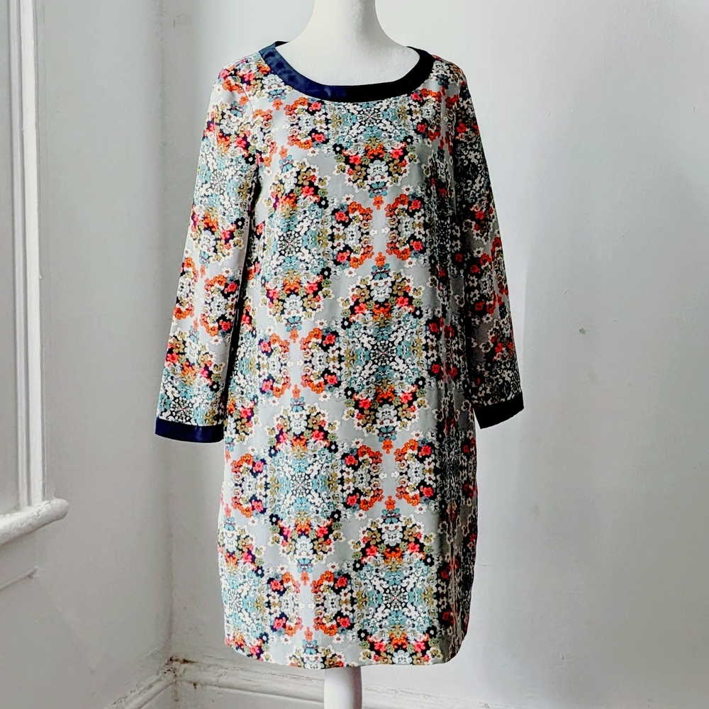 J.Crew Misty Fog 100% Silk Floral Shift Mini Dress 4